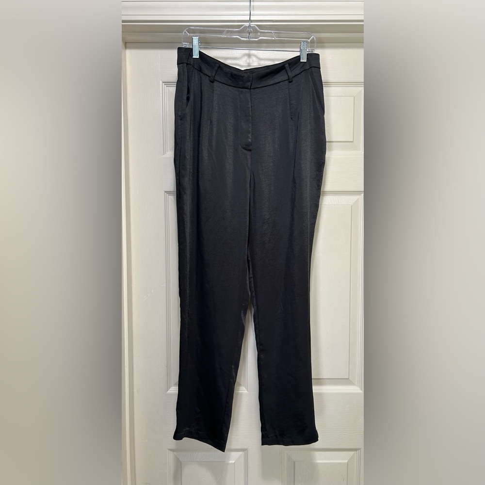 Nasty Gal Black Satin Tapered Trouser Dress Pants Size 10